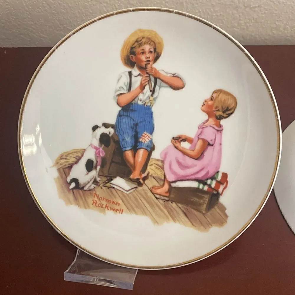 💎Norman Rockwell Series Lot of 4 Vintage Plates Four Beloved Classics Japan1984